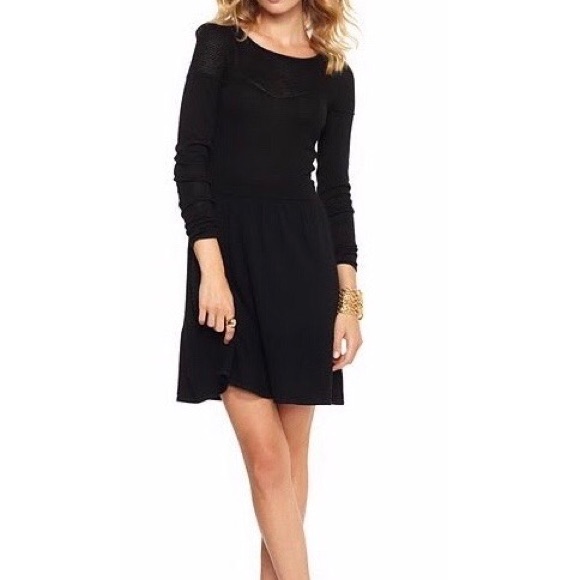 Lilly Pulitzer Womens Haven Black Sweater Dress Merino Wool Long Sleeves Size Xs
